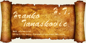 Hranko Tanasković vizit kartica